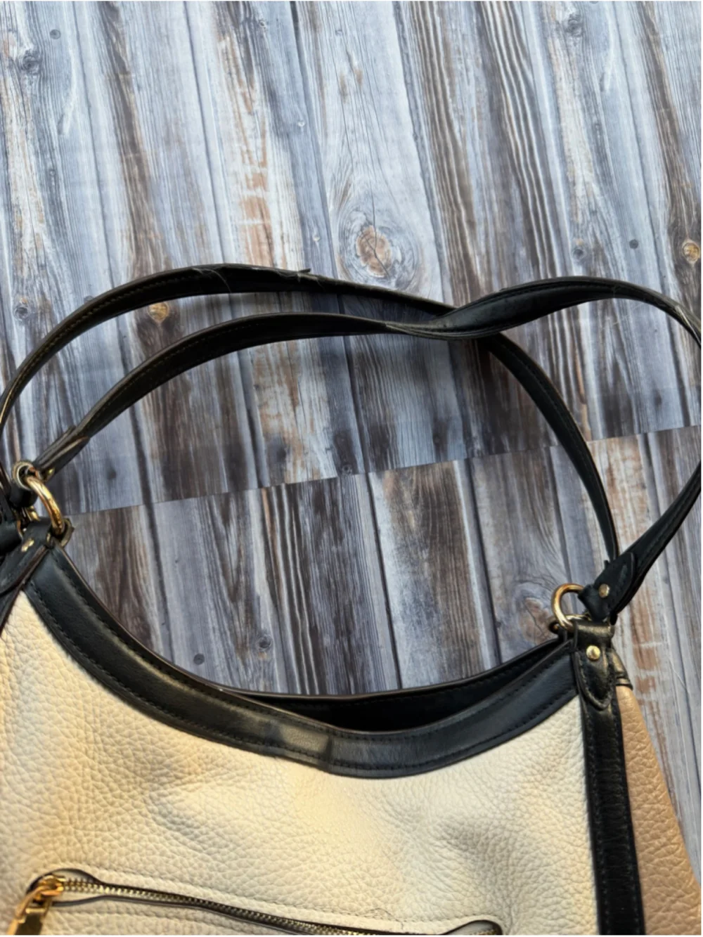 Coach Kristy Shoulder Bag In Colorblock Chalk black tan pebbled leather